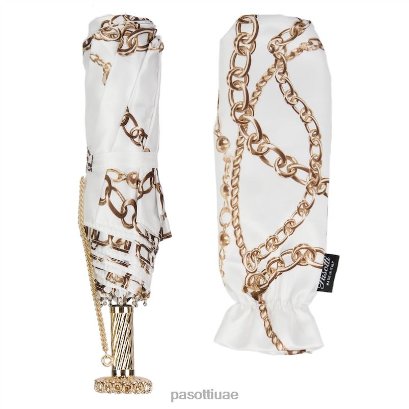 مظلة | 257 58002-9 s15 - مظلة بيضاء قابلة للطي بطبعة سلاسل PASOTTI Z446V616